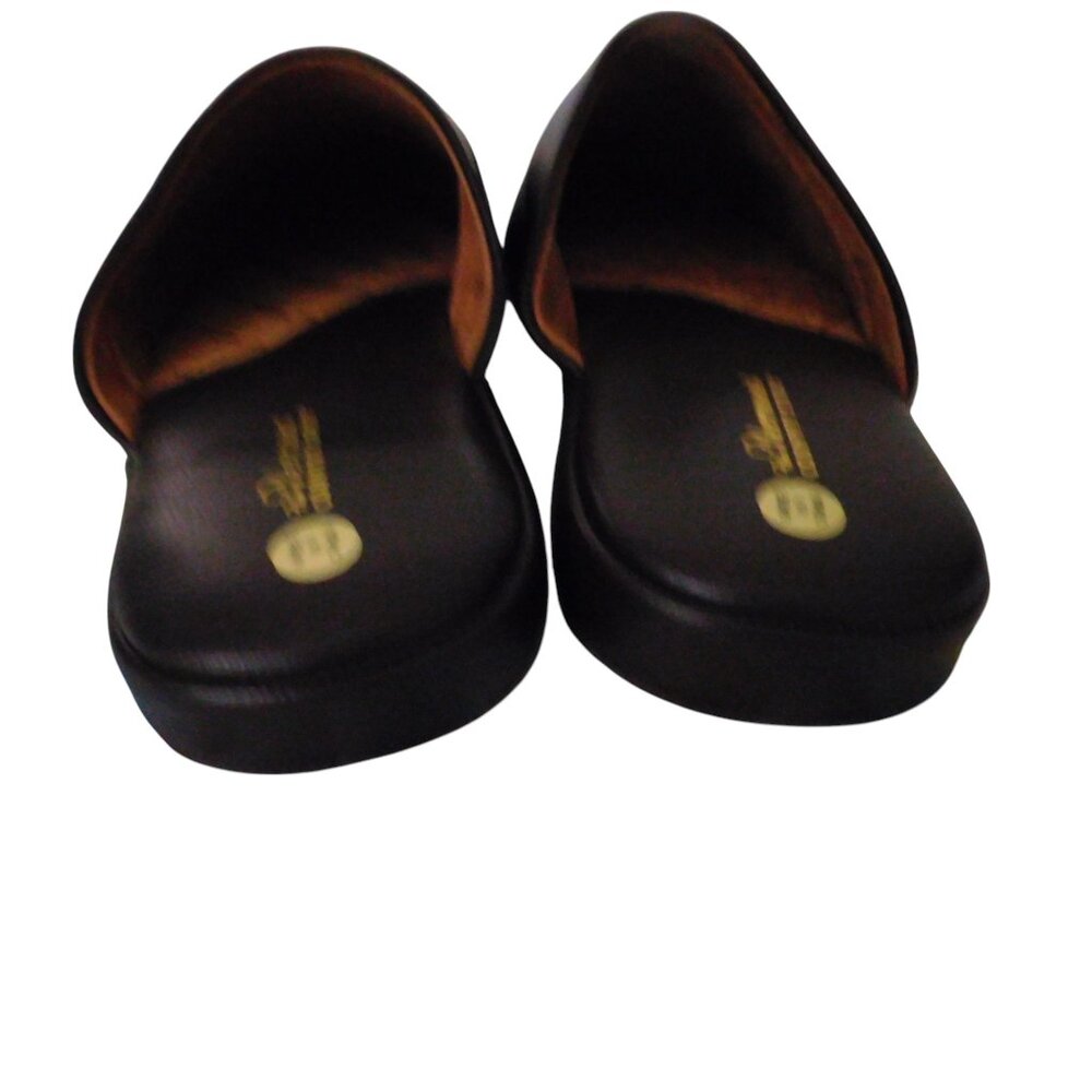 Mens Leather Slip On Slippers soft Sole House Shoes Brown Scuffs Sz 13 Wide - Picture 5 of 6